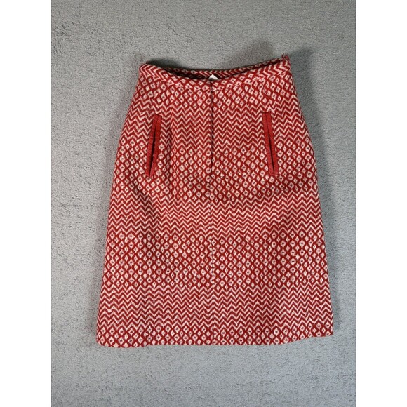 VTG Country Set Union Made Red White Knitted Diamond Geometric 24” Waist Skirt - Picture 4 of 11